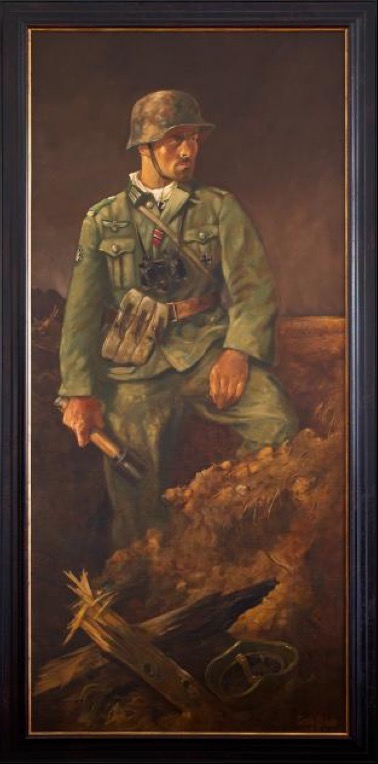 Heroisierende Soldatendarstellung von Sepp Happ, 1945